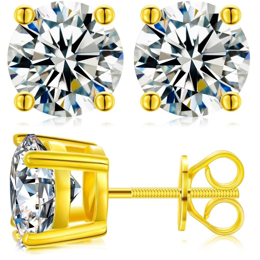 Certified 10ct. Moissanite Earrings Round Stud  Diamond NEW